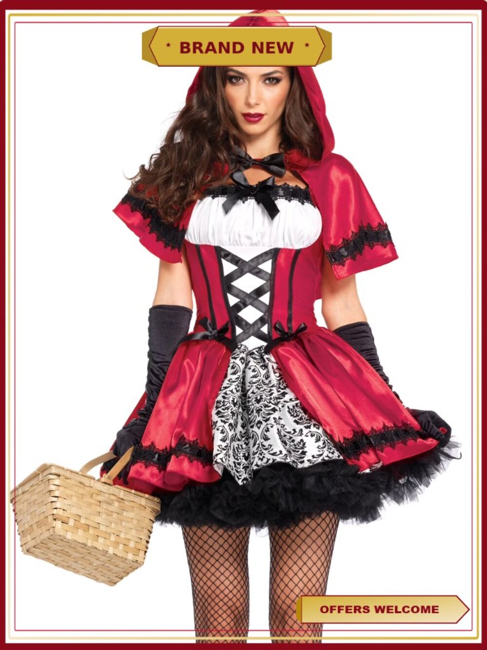 Leg Avenue Gothic Renaissance Costume Peasant Dress Hooded Cape Adult S